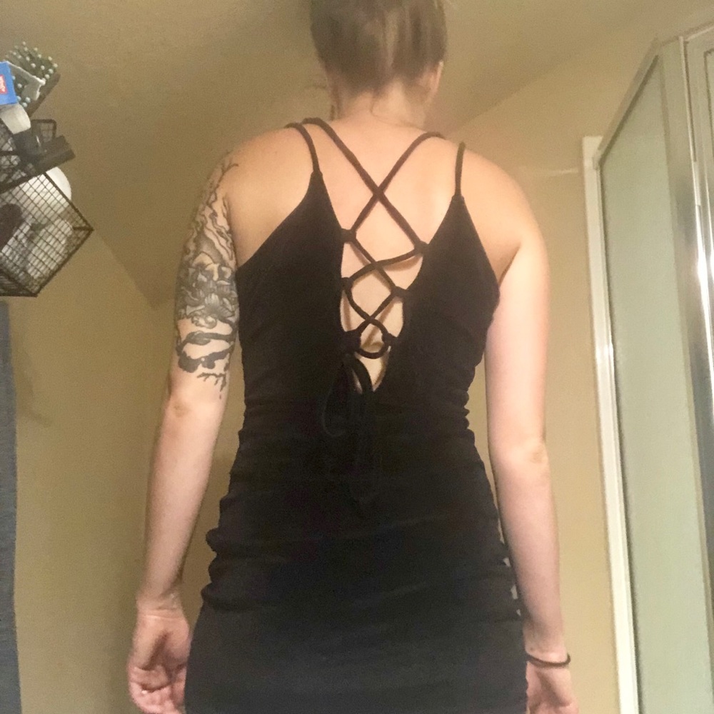 Velvet cross back mini dress
